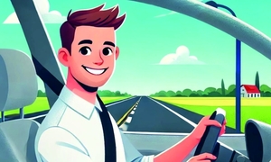 Ikonografika kierowca w aucie