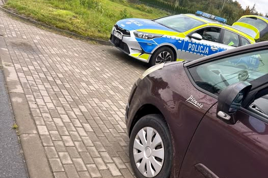 Radiowóz i auto zatrzymane do kontroli