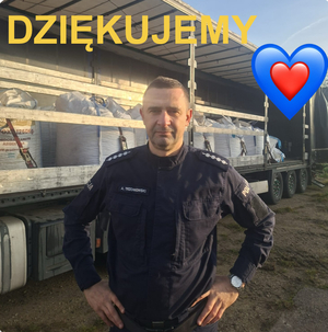 Policjant i napis Dziękujemy