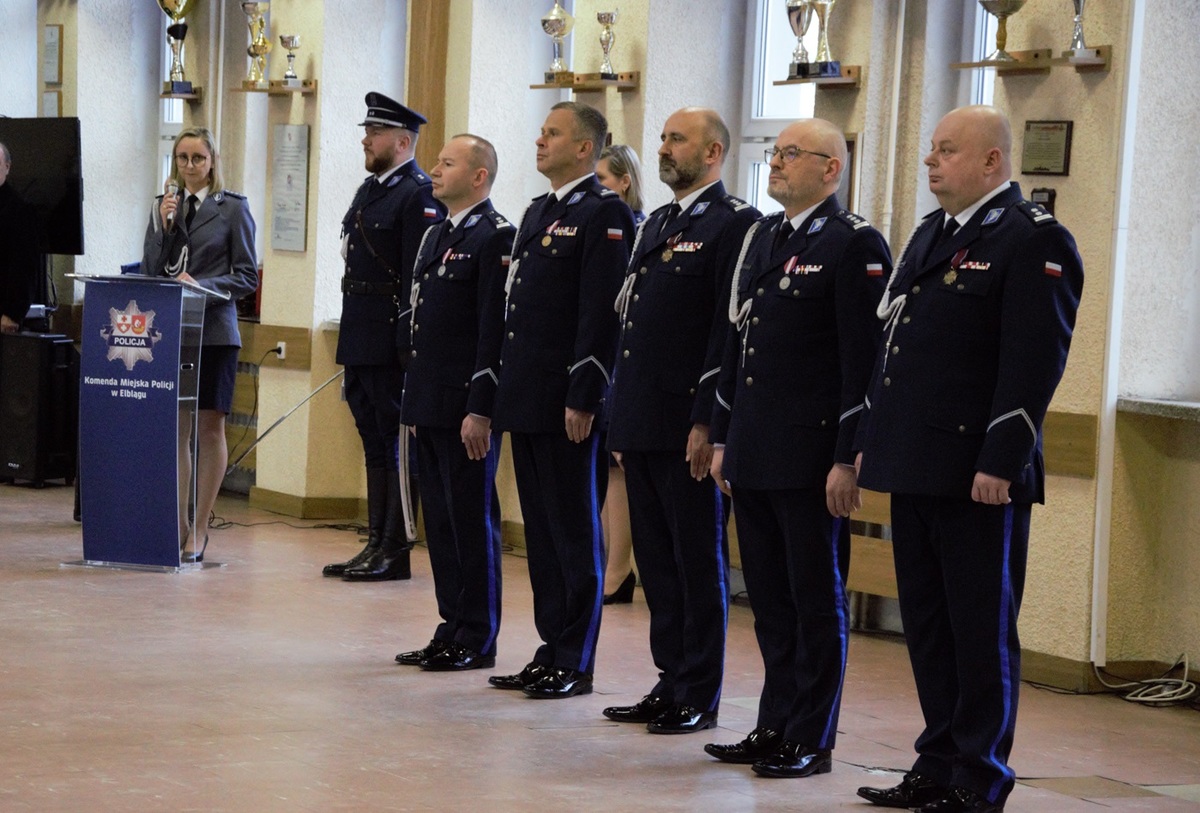 Uczestnicy spotkania w Komendzie Miejskiej Policji w Elblągu