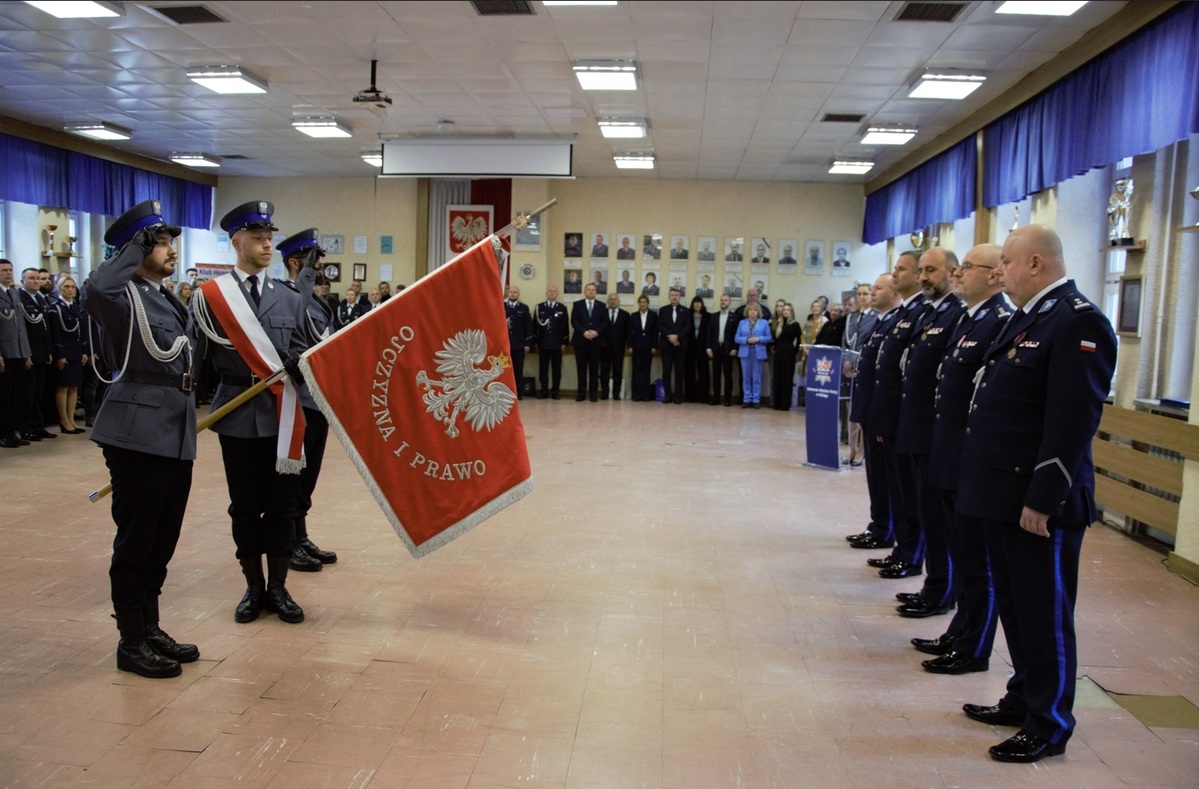 Uczestnicy spotkania w Komendzie Miejskiej Policji w Elblągu