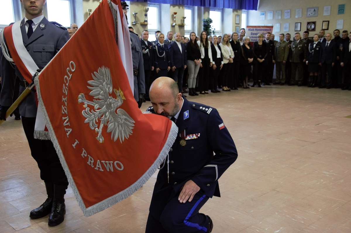 Uczestnicy spotkania w Komendzie Miejskiej Policji w Elblągu