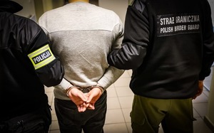 Policjant i strażnik graniczny oraz zatrzymany