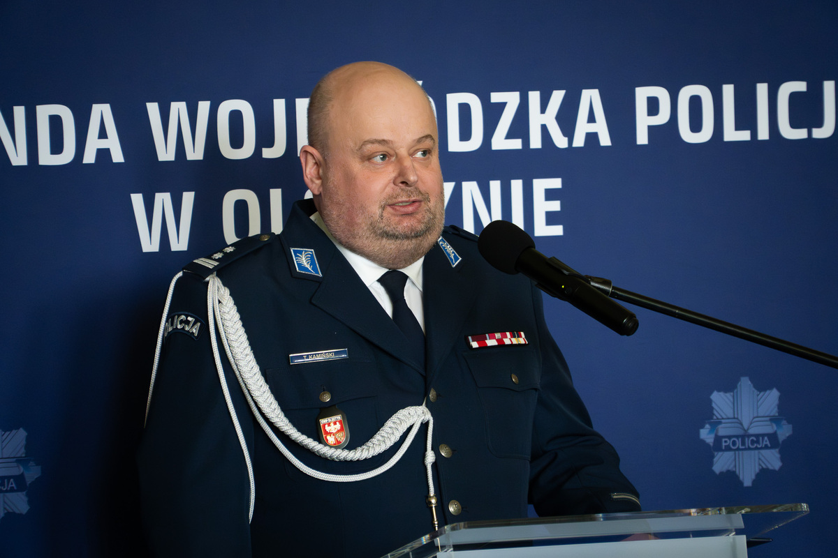 Komendant Miejski Policji w Elblągu mł. insp. Tomasz Kamiński
