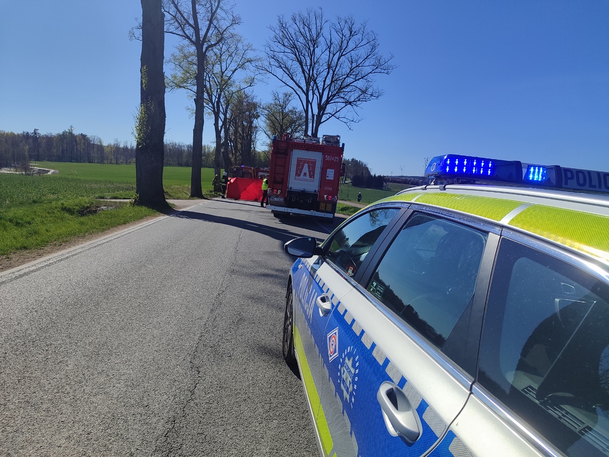 Służby pracujące na miejscu tragicznego wypadku w m. Stawki.