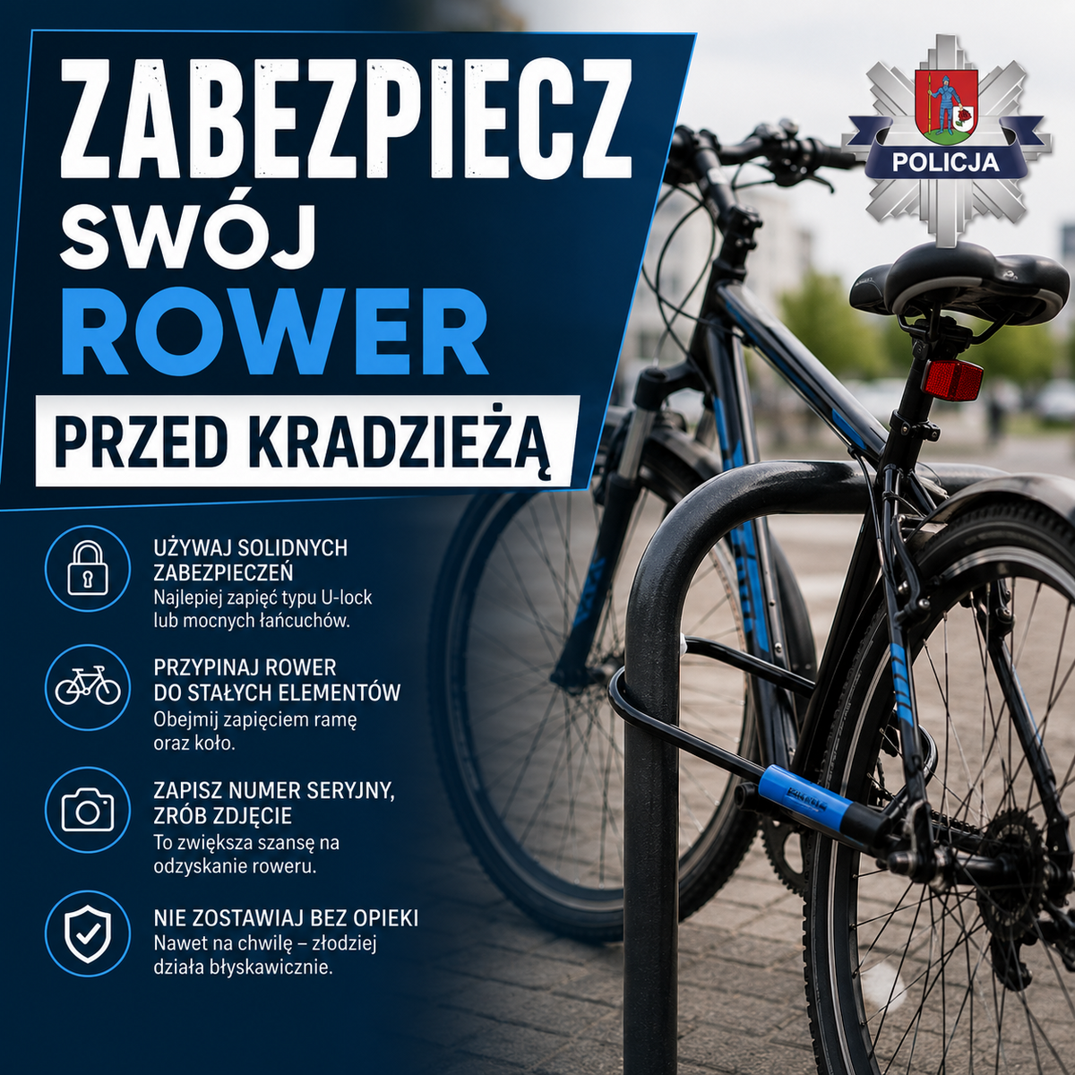 Plakat - zabezpiecz swój rower przed kradzieżą