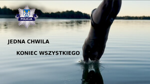 Plansza z sylwetką człowieka skaczącego do wody