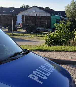 Radiowóz i ciężarówka