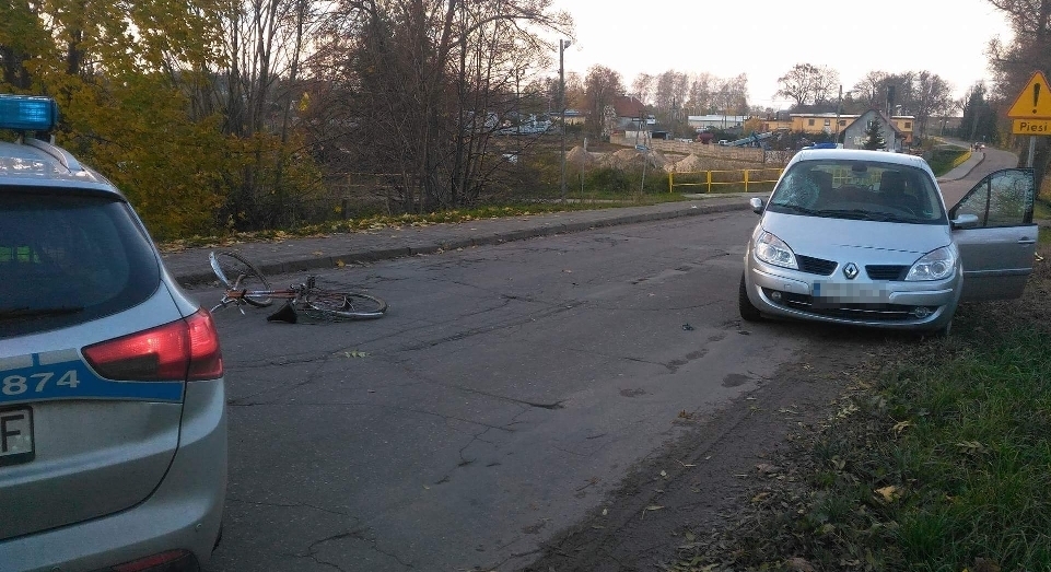 Wypadek z udziałem rowerzysty
